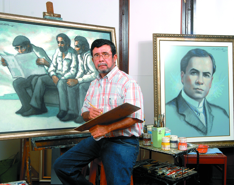 El pintor Róger Pérez de la Rocha y su otro yo